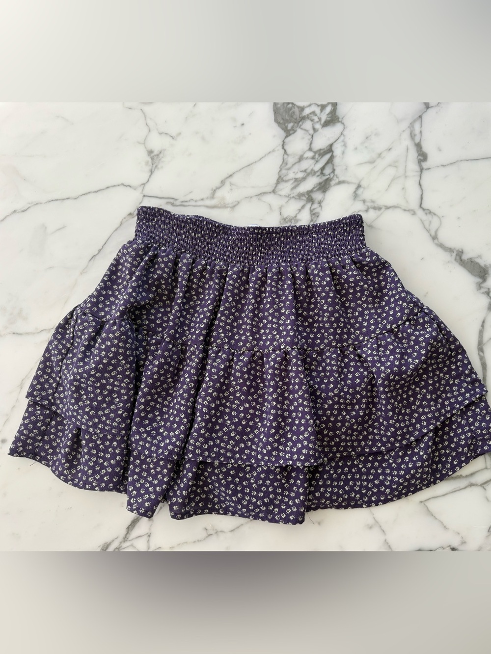Subdued Purple Floral Tiered Mini Skirt